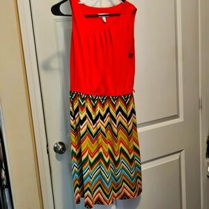 Size 12 orange multi color dress